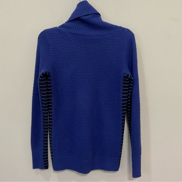 Athleta Textured Turtleneck Sweater Chianti Merino Wool Sz S Blue Marina - Picture 6 of 7